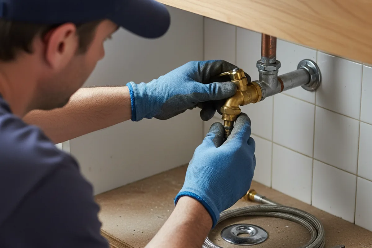 Shutoff valve and fitting work during Burst Pipe Repair in Taylor